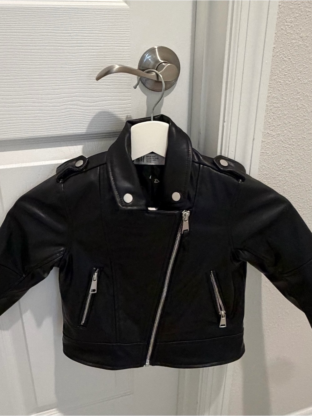 H&M Kids Black Faux Leather Moto Jacket